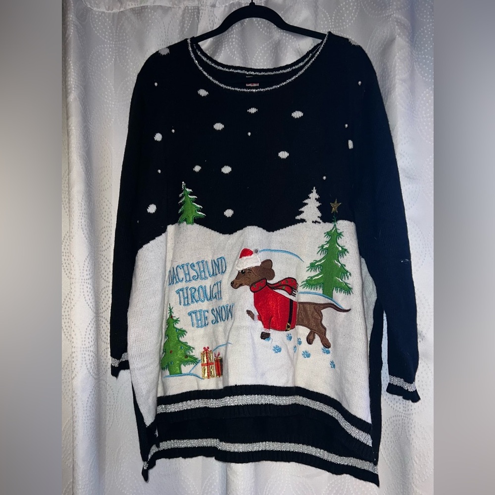 Women’s Plus size dachshund Christmas sweater